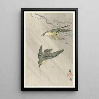 Ohara Koson - Songbirds in rain.webp