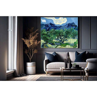 Oliviers avec les Alpilles en arrière-plan - Vincent Van Gogh | Reproduction Tableau Décoration murale affiche copie