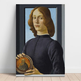 Portrait d'un jeune homme tenant un médaillon - Sandro Botticelli | Reproduction Tableau Décoration murale affiche copie