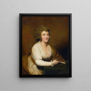 Sir Henry Raeburn - Portrait Of Lady Nasmyth In A White Dress And Brown Shawl Seated At A Table Holding A Book.webp