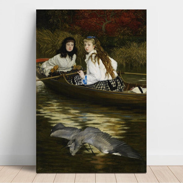Reproduktion des Gemäldes auf der Themse, ein Reiher - James Tissot