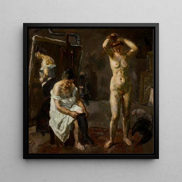 Drei Frauen im Atelier - Max Beckmann — gerahmtes Bild an der Wand