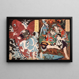 Tsukioka Yoshitoshi - Oniwaka and Carp Taira no Koremochi and the Demon.webp