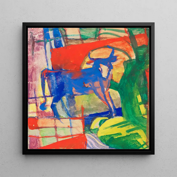 Kuh Blau - Franz Marc — gerahmtes Bild an der Wand