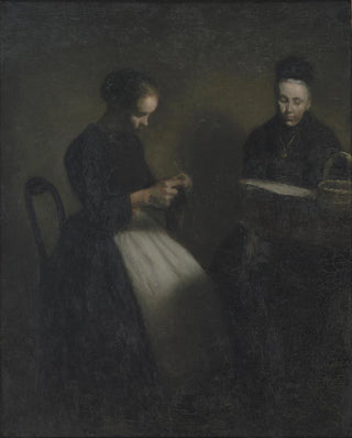 Vilhelm Hammershi - Evening in the Drawing Room The Artists Mother and Wife.webp