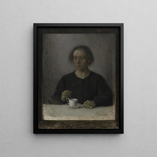 Vilhelm Hammershi - Ida Hammershi the Artists Wife with a Teacup.webp