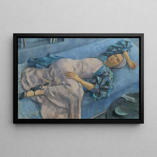 Walther Gamerith - Grete Gamerith Auf Blauer Couch.webp