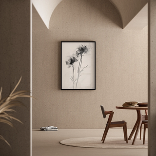 Schwarz-weißes Design-Tableau - Florale Vergänglichkeit