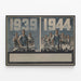 Industrieller Vintage-Wandposter 1939–1944 — gerahmtes Bild an der Wand