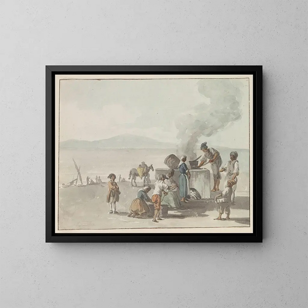 Fusion der Pechmischung in Chiaja, Neapel - Abraham Louis Rodolphe Ducros — gerahmtes Bild an der Wand