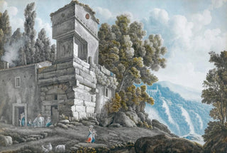 AbrahamLouisRodolphe Ducros - View Of A Villa Beside The Cascades At Tivoli With Figures Below.webp