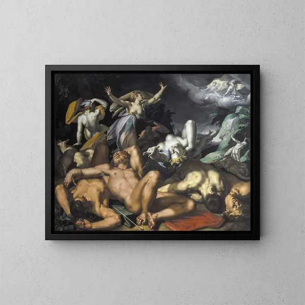 Apollon und Diane, die Niobe bestraft, indem sie ihre Kinder tötet - Abraham Bloemaert — gerahmtes Bild an der Wand