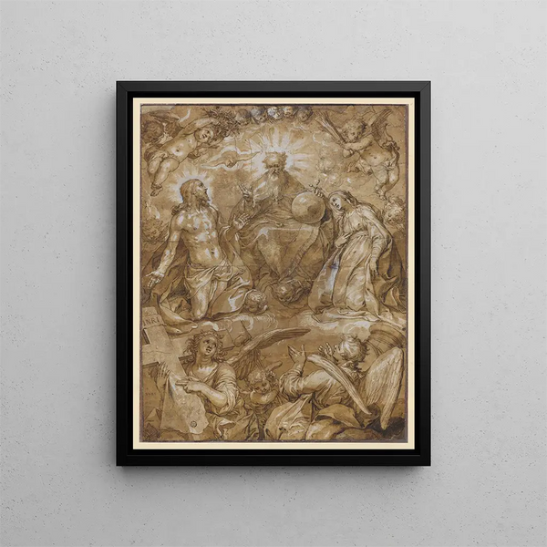 Fürbitte Christi und Mariens bei Gott dem Vater - Abraham Bloemaert — gerahmtes Bild an der Wand