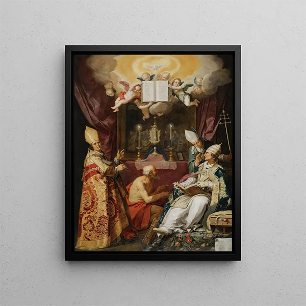 Die vier Väter der lateinischen Kirche - Abraham Bloemaert — gerahmtes Bild an der Wand