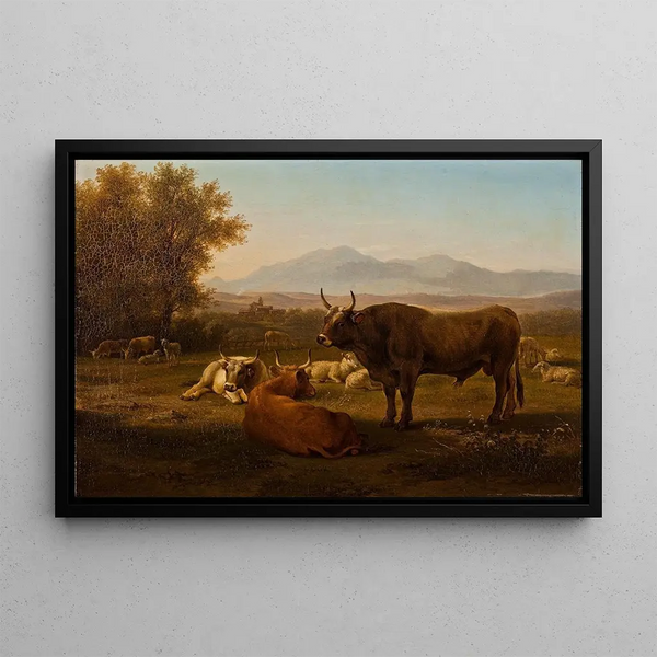 Landschaft mit Vieh - Abraham Teerlink — gerahmtes Bild an der Wand