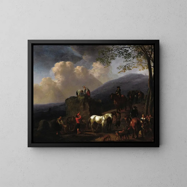 Heuernte - Abraham van Calraet — gerahmtes Bild an der Wand