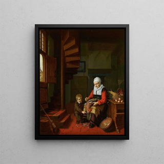 Abraham de Pape - Old Woman Plucking a Cock.webp