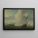 Meeresansicht mit einem Hafen im Hintergrund - Abraham de Verwer — gerahmtes Bild an der Wand