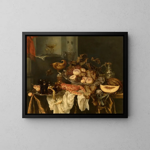 Stillleben-Gemälde - Abraham van Beijeren — gerahmtes Bild an der Wand