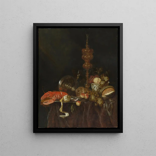 Naturmorte mit Hummer und Früchten - Abraham van Beyeren — gerahmtes Bild an der Wand