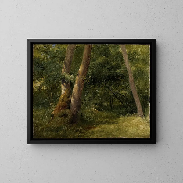 Innenansicht des Waldes - Achille Etna Michallon — gerahmtes Bild an der Wand