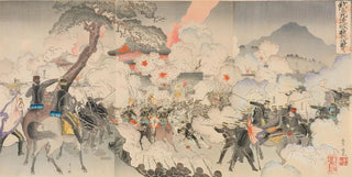 Adachi Gink - Our Army Attacking the Enemy Forces at Jiuliancheng.webp