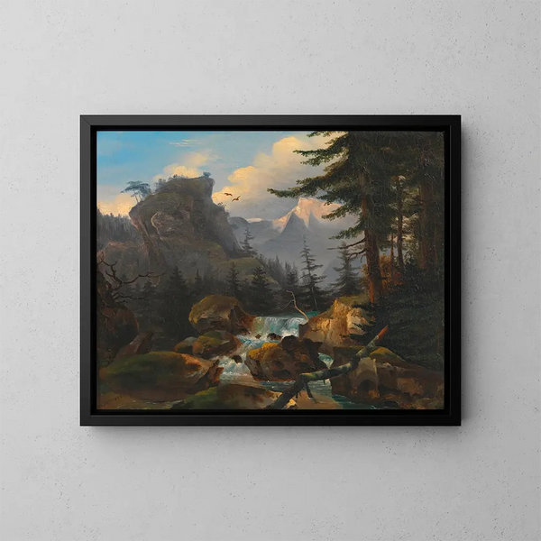Wasserfall in den hohen Bergen - Adalbert Stifter — gerahmtes Bild an der Wand