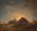 Landschaft im Westen Ungarns mit Hütten und aufgehendem Mond - Adalbert Stifter — Ansicht des Kunstwerks