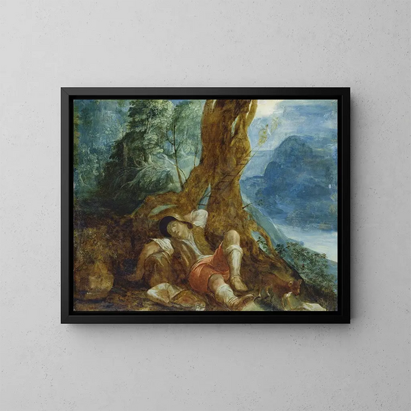 Der Traum Jakobs - Adam Elsheimer — gerahmtes Bild an der Wand
