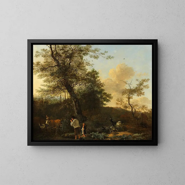 Hirten und Vieh auf einer Weide - Adam Pynacker — gerahmtes Bild an der Wand