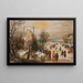 Winterlandschaft mit Schlittschuhläufern und Jägern, eine Stadt in der Ferne - Adam van Breen — gerahmtes Bild an der Wand