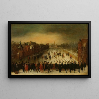 Adam van Breen - The Vijverberg The Hague in Winter with Prince Maurits and his Retinue in the Foreground.webp