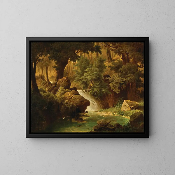 Ein felsiges Landschaft mit einem Fluss - Adolf Chwala — gerahmtes Bild an der Wand