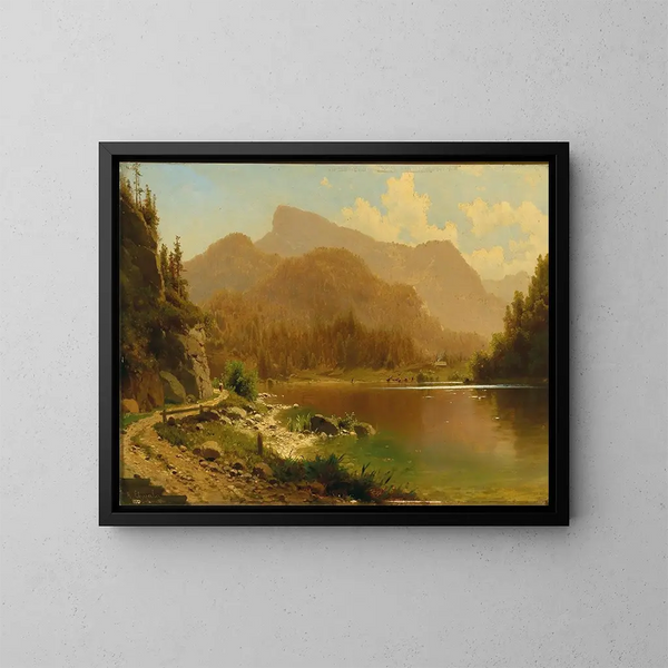 Der Krottensee mit Blick auf den Schafberg - Adolf Chwala — gerahmtes Bild an der Wand