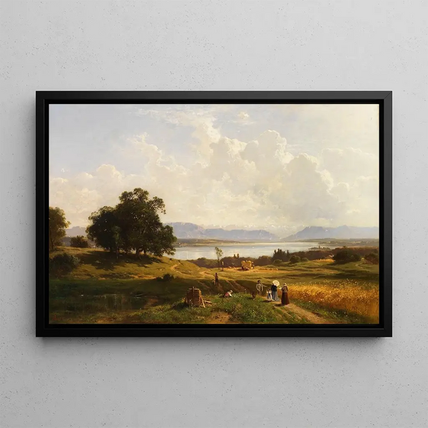 Der Starnberger See gesehen von Pöcking - Adolf Heinrich Lier — gerahmtes Bild an der Wand