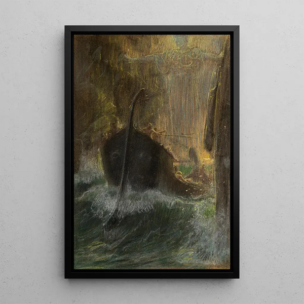 Zwischen Scylla und Charybdis - Adolf Hirémy-Hirschl — gerahmtes Bild an der Wand