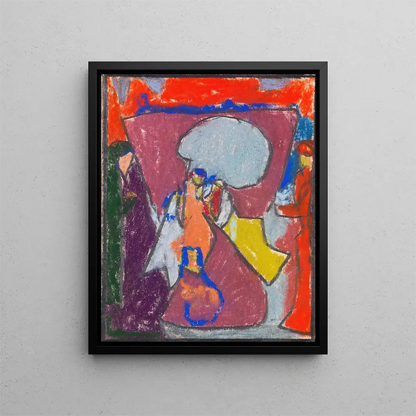 Gruppe von Figuren - Adolf Hölzel — gerahmtes Bild an der Wand