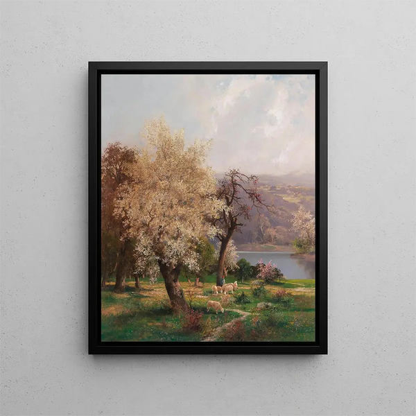 Adolf Kaufmann - A Lake Landscape in Spring.webp