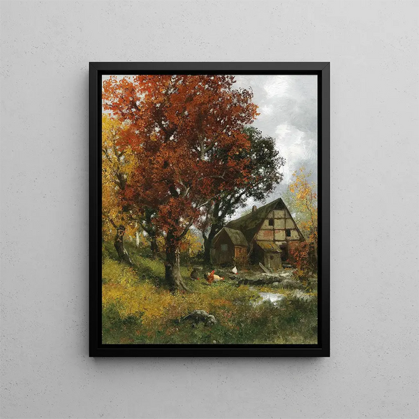 Mühle im Herbstwald - Adolf Kaufmann — gerahmtes Bild an der Wand