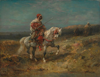 Adolf Schreyer - An Arab horseman on the lookout.webp
