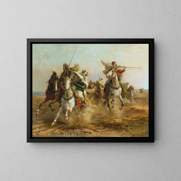 Beduinen in Visierung - Adolf Schreyer — gerahmtes Bild an der Wand