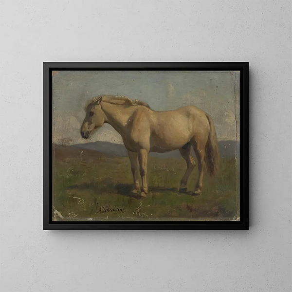 Ein graues Pferd - Adolph Tidemand — gerahmtes Bild an der Wand
