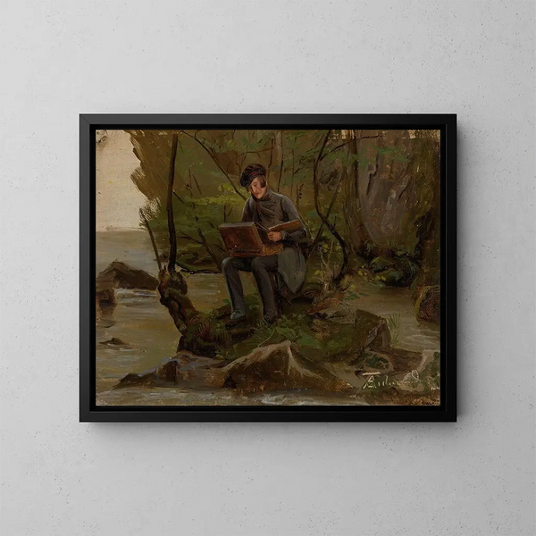 Ein Maler an seiner Palette - Adolph Tidemand — gerahmtes Bild an der Wand