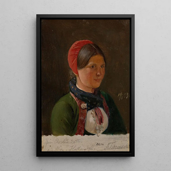 Mädchen aus Hallingdal - Adolph Tidemand — gerahmtes Bild an der Wand