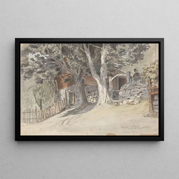 Hagestad Prestegård Ulvik in Hardanger - Adolph Tidemand — gerahmtes Bild an der Wand