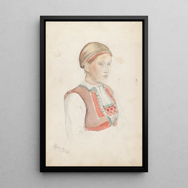 Frau im Brustbild Viky - Adolph Tidemand — gerahmtes Bild an der Wand