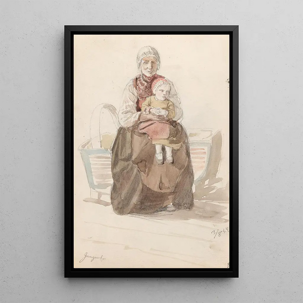 Frau mit Kind Gagnef - Adolph Tidemand — gerahmtes Bild an der Wand