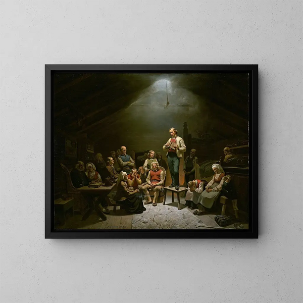 Devotion de l'Église basse - Adolph Tidemand — gerahmtes Bild an der Wand