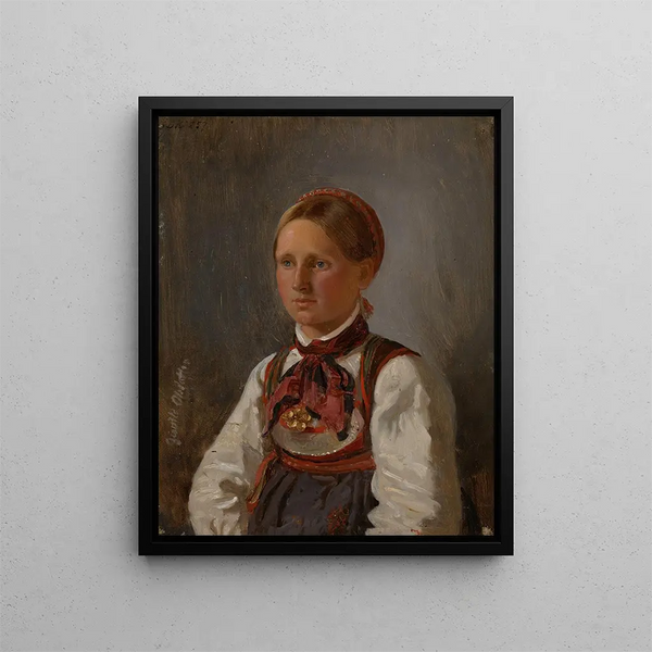 Portrait von Gunild Olsdatter de Tinn - Adolph Tidemand — gerahmtes Bild an der Wand
