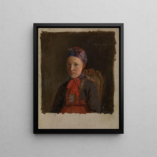 Portrait von Ingeborg Anderdatter Gulsvig - Adolph Tidemand — gerahmtes Bild an der Wand
